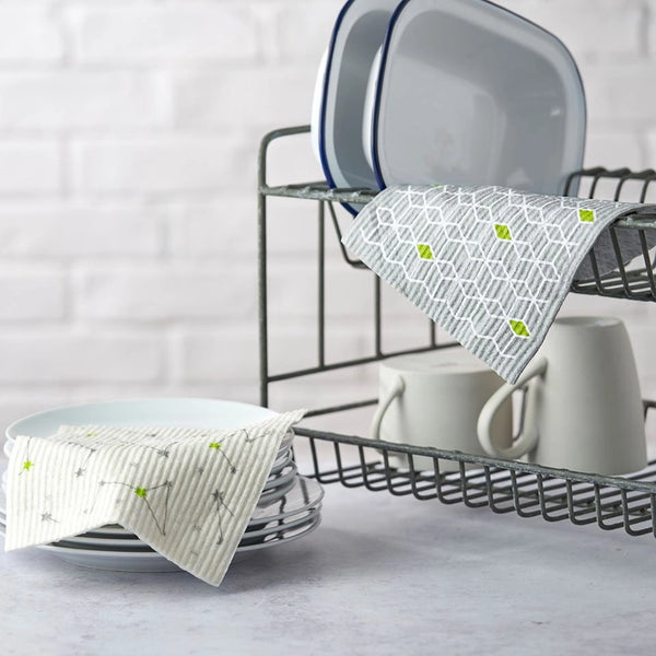 Eco Living Compostable Sponge Cleaning Cloths Printed - x4 Pack
