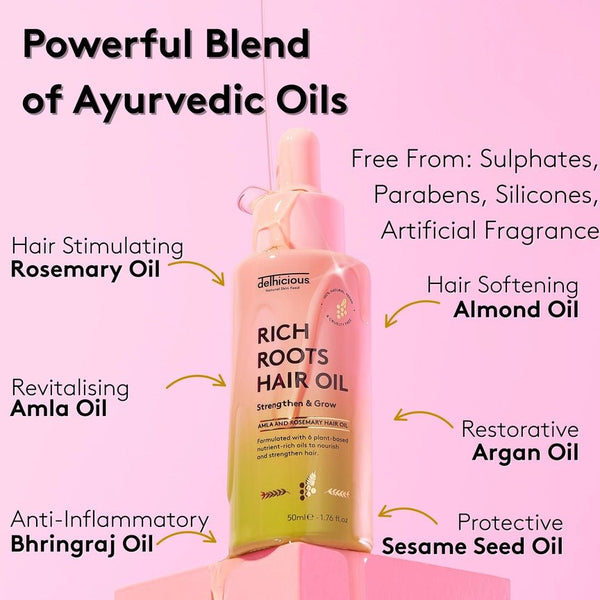 delhicious Rich Roots Hair & Scalp Oil - 50ml - Plastic Freedom