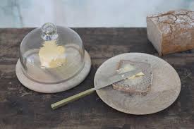 Nkuku Mango Wood & Recycled Glass Butter/Cheese Dish