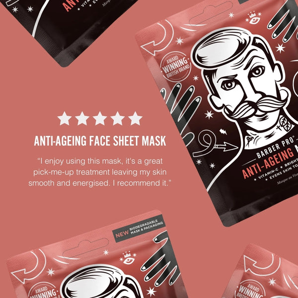 BARBERPRO 100% Compostable Sheet Face Mask for Men - Anti-Ageing