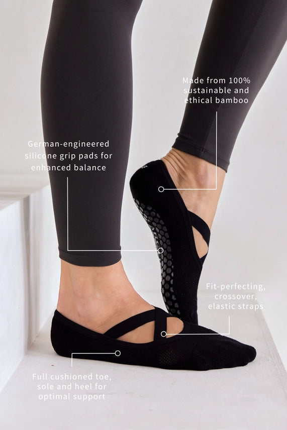 Arctic Fox 100% Bamboo Yoga Crossover Grip Socks
