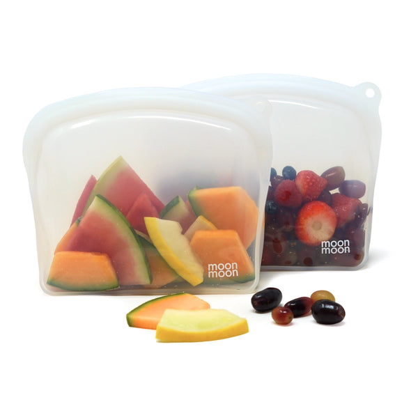 Moonmoon Reusable Silicone Food Storage Bags Medium - x2 Curve Pack