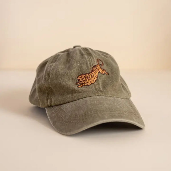 Cai & Jo Tiger Embroidered Cotton Cap