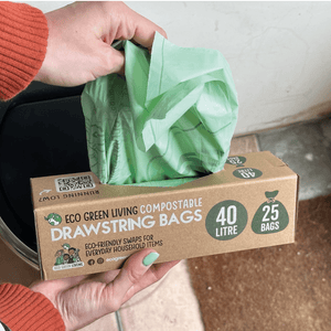 Eco Green Living Compostable Drawstring Bin Bags 40L - x25 - Plastic Freedom