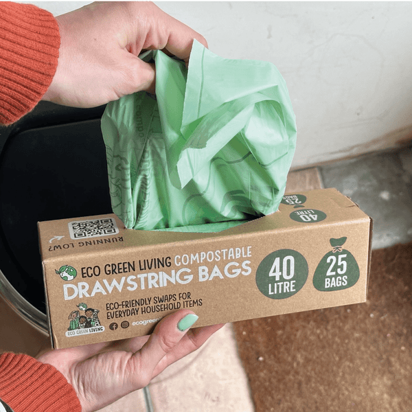 Eco Green Living Compostable Drawstring Bin Bags 40L - x25 - Plastic Freedom