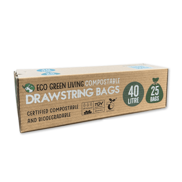 Eco Green Living Compostable Drawstring Bin Bags 40L - x25 - Plastic Freedom