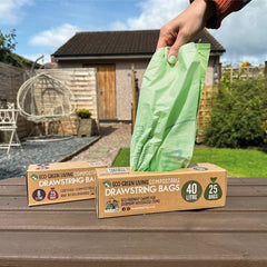 Eco Green Living Compostable Drawstring Bin Bags 40L - x25 - Plastic Freedom