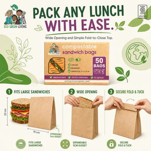 Eco Green Living Sandwich Bags - x50 Bags - Plastic Freedom