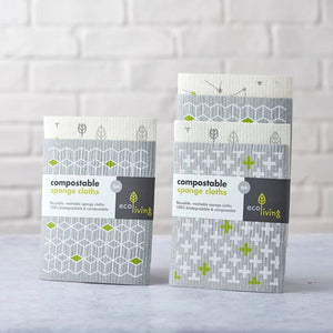 Eco Living Compostable Sponge Cleaning Cloths Printed - x4 Pack - Plastic Freedom