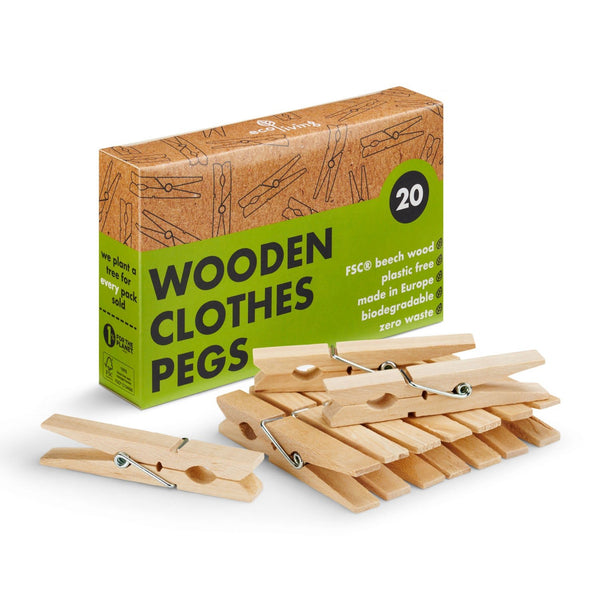 Eco Living Wooden Clothes Pegs - x20 - Plastic Freedom