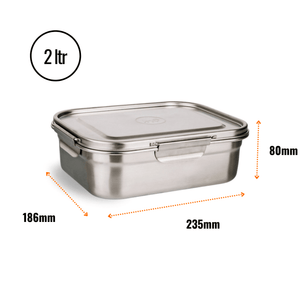 Elephant Box Clip & Seal Leakproof Stainless Steel Lunchbox - Large - Plastic Freedom