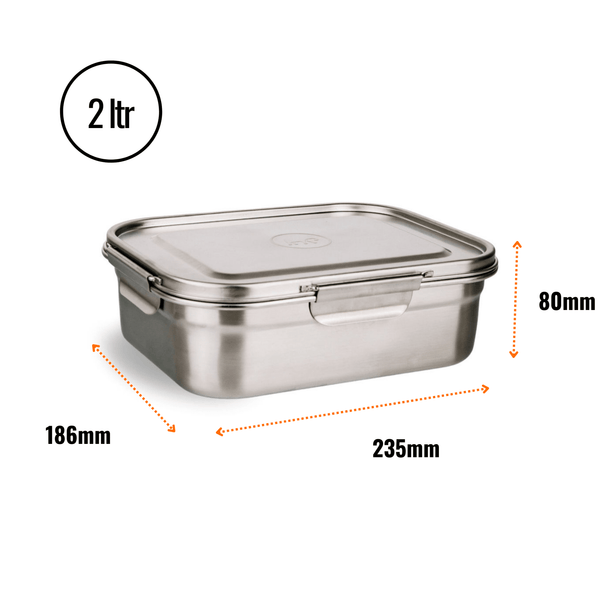 Elephant Box Clip & Seal Leakproof Stainless Steel Lunchbox - Large - Plastic Freedom