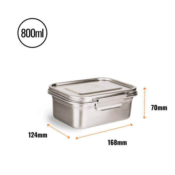 Elephant Box Clip & Seal Leakproof Stainless Steel Lunchbox - Small - Plastic Freedom