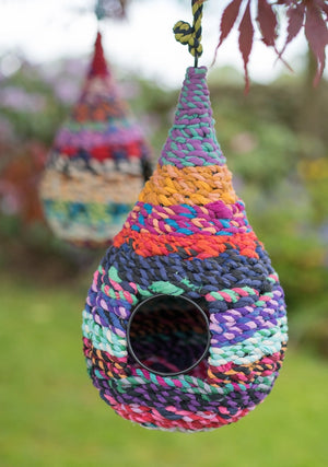 Namaste Recycled Sari Birdhouse - Raindrop