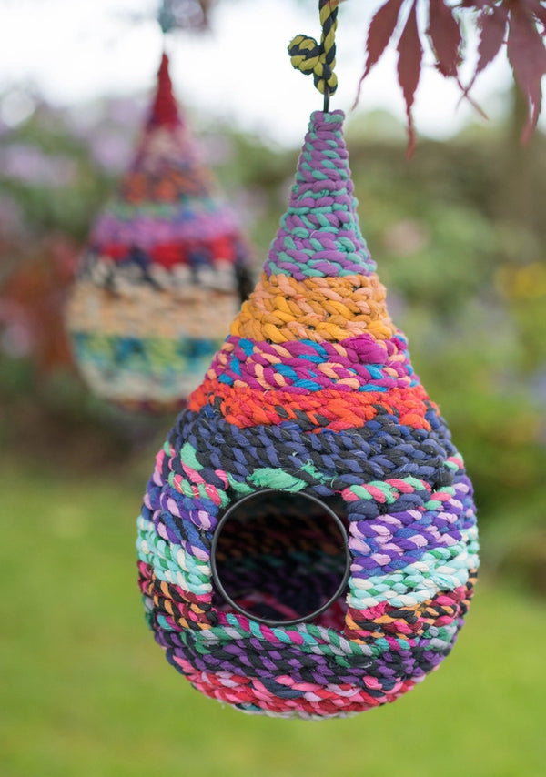 Namaste Recycled Sari Birdhouse - Raindrop