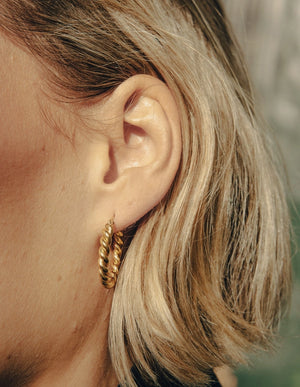 Nordic Muse Gold Small Twist Waterproof Hoop Earrings