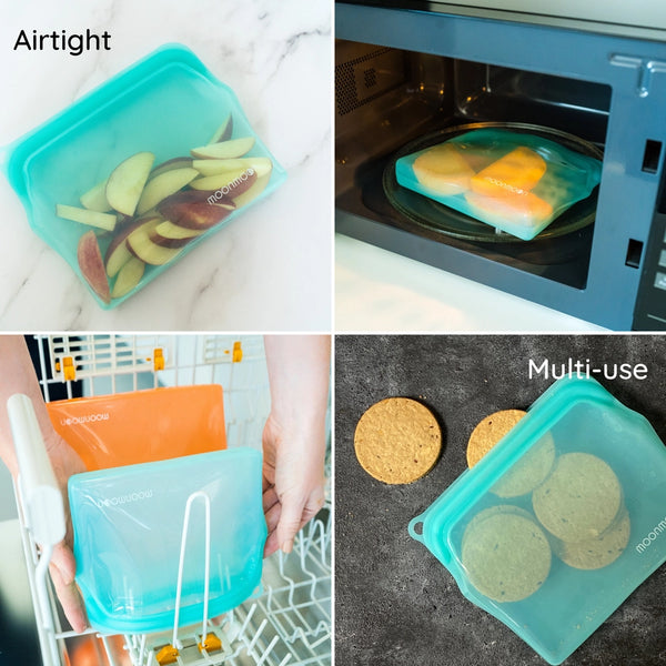 Moonmoon Reusable Silicone Food Bags Medium - x2 Pack