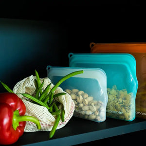 Moonmoon Reusable Silicone Food Storage Bags Clear - x3 Mixed Pack