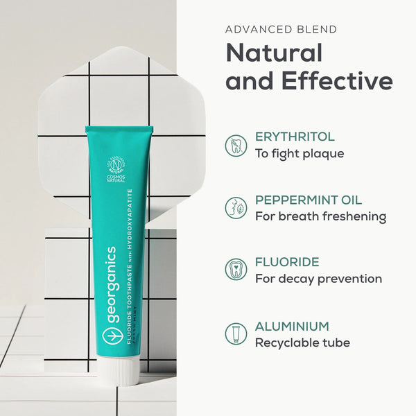 Georganics Toothpaste Tube with Hydroxyapatite - 75ml - Plastic Freedom