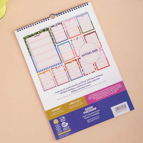 Good Tuesday A3 Family Wall Calendar 2027 - Plastic Freedom