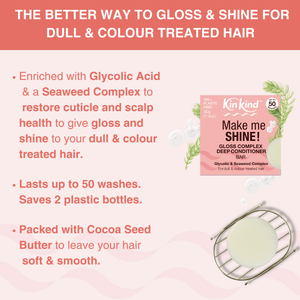 KinKind Make Me Shine Conditioner Bar 50g - for Highlighted & Coloured Hair - Plastic Freedom