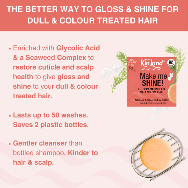 KinKind Make Me Shine Shampoo Bar 50g - for Highlighted & Coloured Hair - Plastic Freedom