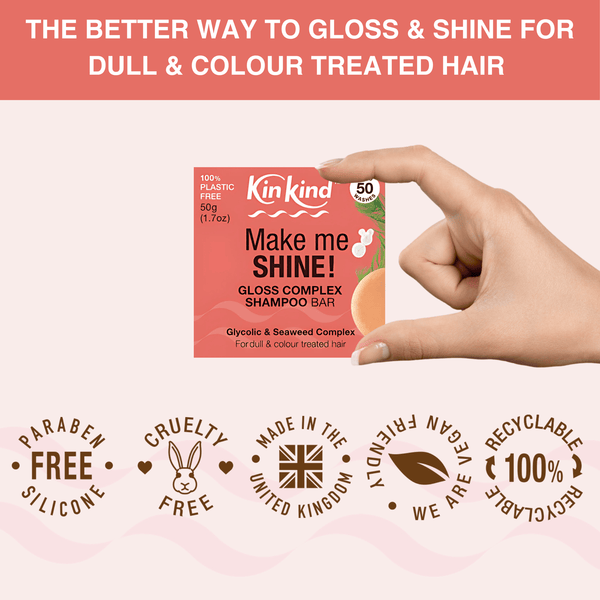 KinKind Make Me Shine Shampoo Bar 50g - for Highlighted & Coloured Hair - Plastic Freedom