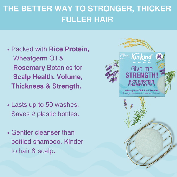 KinKind Rice Water Shampoo Bar 50g - for Thin Hair - Plastic Freedom