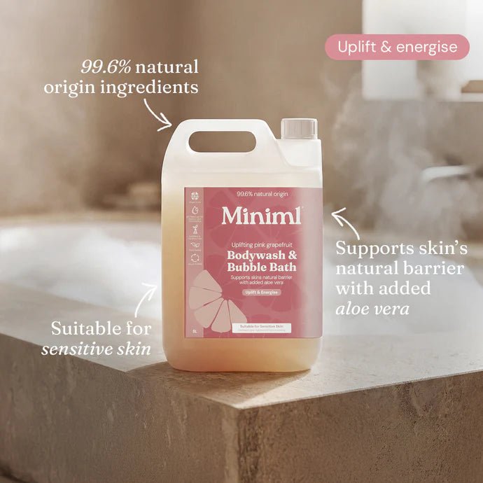 Miniml Bodywash + Bubble Bath Pink Grapefruit + Aloe Vera - Refill at Home - Plastic Freedom