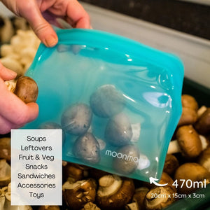 Moonmoon Reusable Silicone Food Bags Medium - x2 Pack - Plastic Freedom