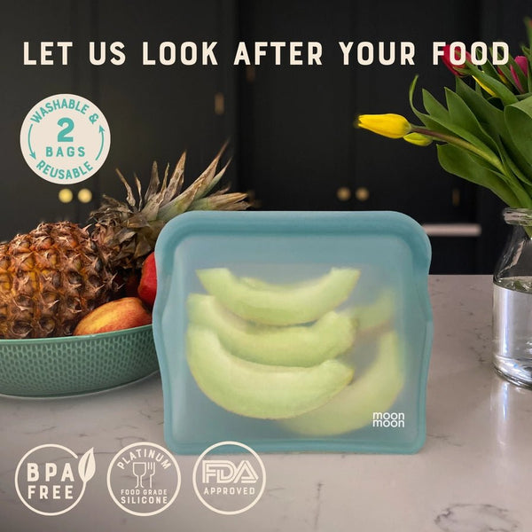 Moonmoon Reusable Silicone Stand Up Food Bags XL - x2 Pack - Plastic Freedom