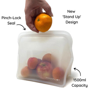 Moonmoon Reusable Silicone Stand Up Food Bags XL - x2 Pack - Plastic Freedom