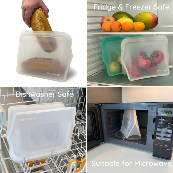 Moonmoon Reusable Silicone Stand Up Food Bags XL - x2 Pack - Plastic Freedom