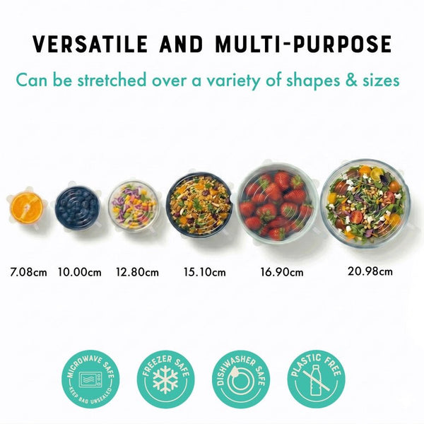 Moonmoon Reusable Silicone Stretch Lids - x6 Pack - Plastic Freedom