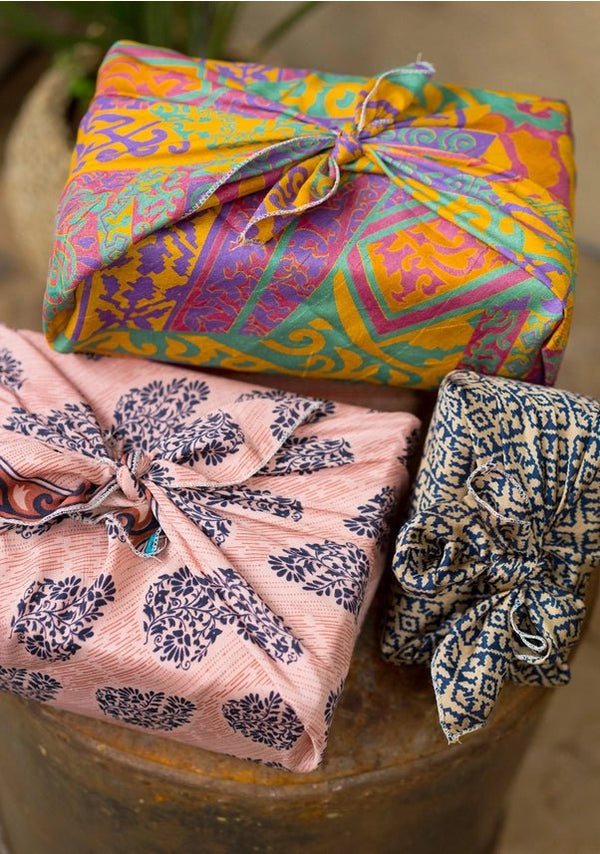 Namaste Recycled Sari Gift Wrap - x4 Mixed Pack - Plastic Freedom