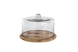 Nkuku Mango Wood & Recycled Glass Cake/Cheese Dome - Plastic Freedom