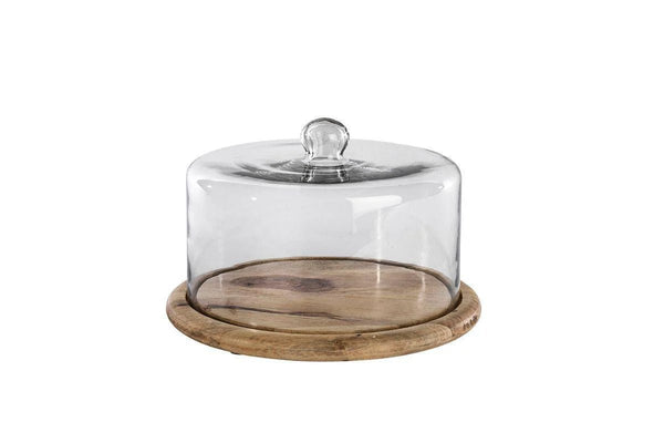 Nkuku Mango Wood & Recycled Glass Cake/Cheese Dome - Plastic Freedom