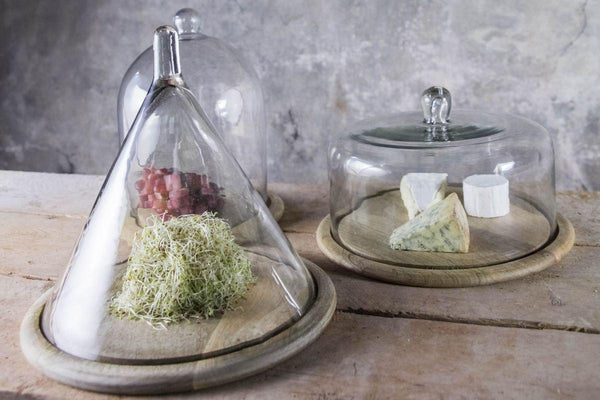 Nkuku Mango Wood & Recycled Glass Cake/Cheese Dome