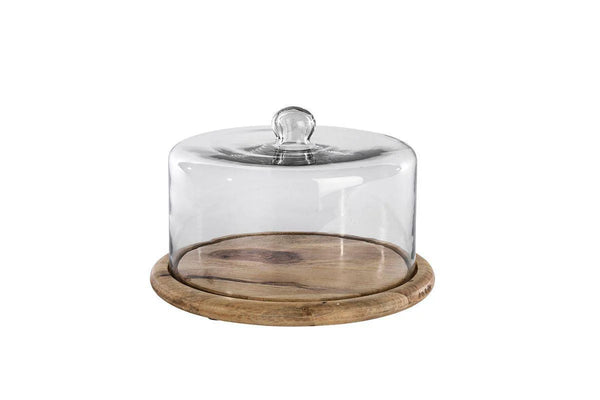 Nkuku Mango Wood & Recycled Glass Cake/Cheese Dome