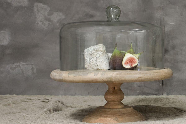 Nkuku Mango Wood & Recycled Glass Cake Stand