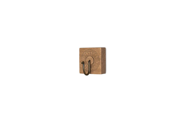 Nkuku Veduru Mango Wood Carved Square Hook - Natural - Plastic Freedom