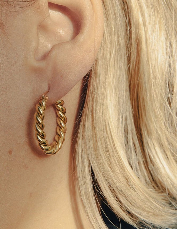 Nordic Muse Gold Small Twist Waterproof Hoop Earrings - Plastic Freedom