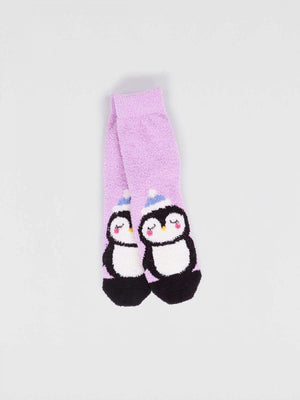 Thought Clothing Babies Recycled Fluffy Christmas Socks Pink Penguin