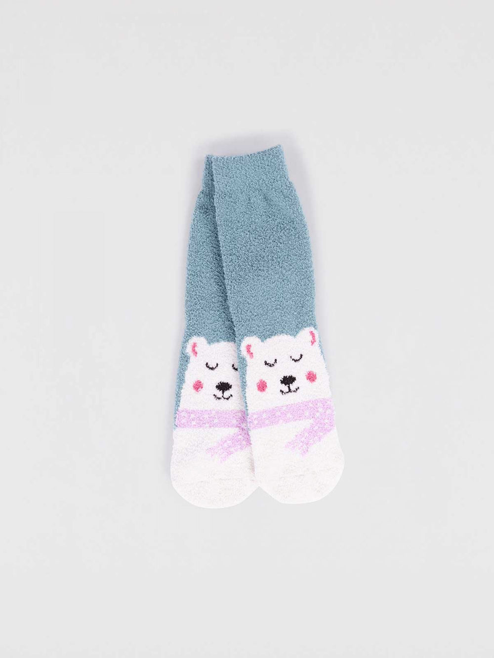 Thought Clothing Kid's Recycled Fluffy Christmas Socks Blue Polar Bear