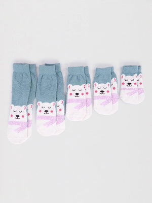 Thought Clothing Kid's Recycled Fluffy Christmas Socks Blue Polar Bear