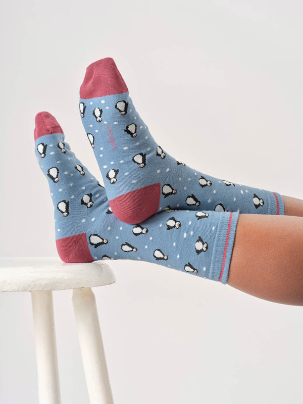 Thought Clothing Sustainable Women's Christmas Socks - Snowy Penguin