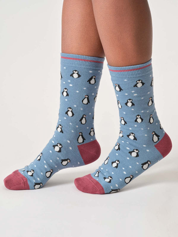 Thought Clothing Sustainable Women's Christmas Socks - Snowy Penguin