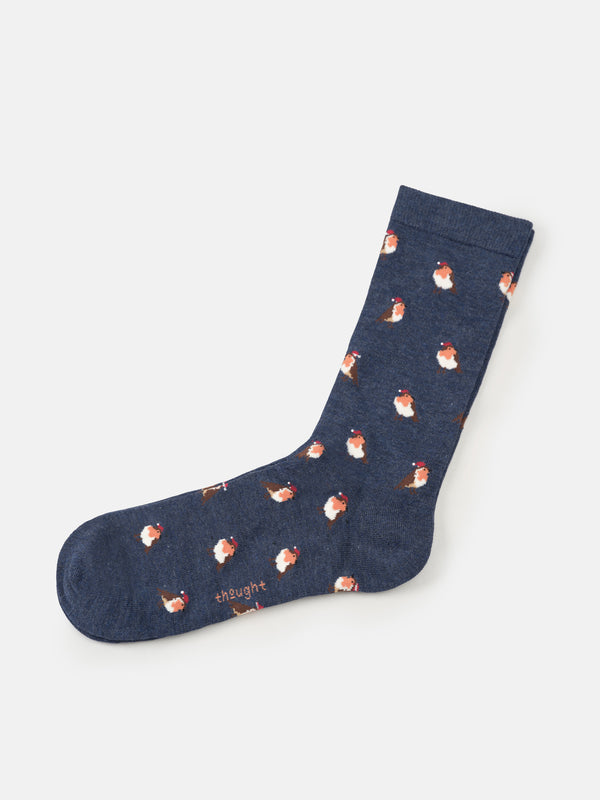 Thought Clothing Sustainable Men's Socks Festive Robin Sock Box