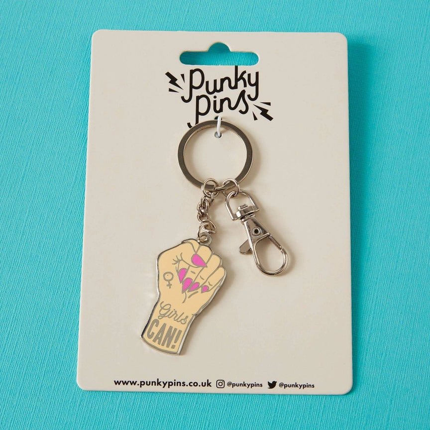 Punky Pins Enamel Keyring - Girls Can - Plastic Freedom