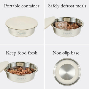 Pup & Kit Stainless Steel Pet Bowl with Stay Fresh Lid - Plastic Freedom